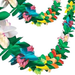 FUTUREPLUSX 2 Pack Tropical Garland Party Decorations, 20ft Summer Banner | Tissue Paper Hibiscus Flower Summer…