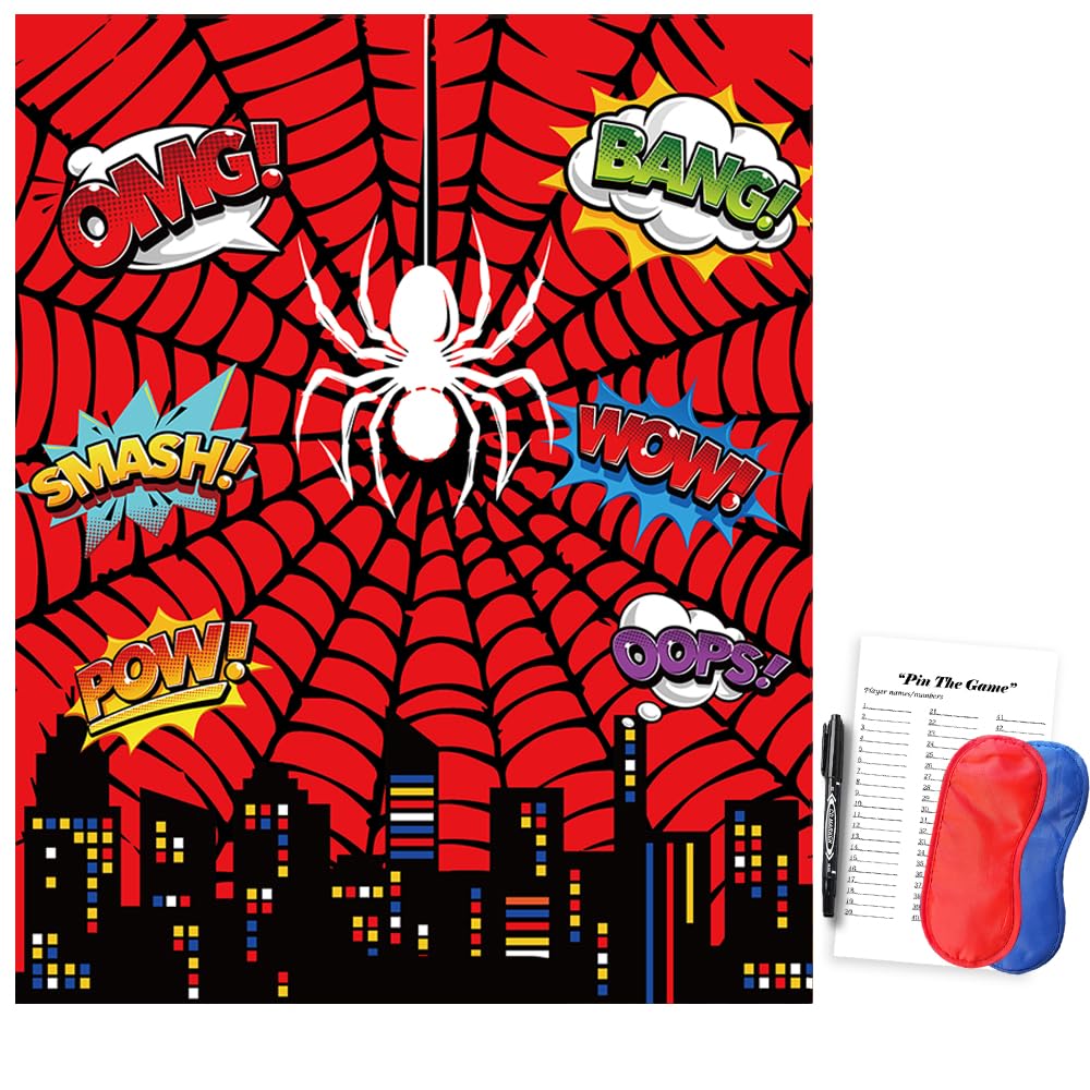 Bexlora Spider Birthday Party Games Decorations, Pin The Sticker on The Spider Party Games for Kids Theme Party Supplies Favors - 27 Stickers