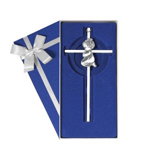 Tryuunion Baby Wall Cross Baptism Gifts for Girl, 7-inch Silver Praying Girls Baptism Crosses for First Holy Communion Christening and Dedication Baptismal Gifts from Godparents