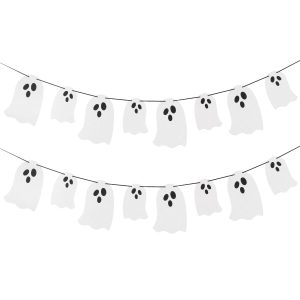 2 Pack White Halloween Hanging Ghost Garland Banner Decorations