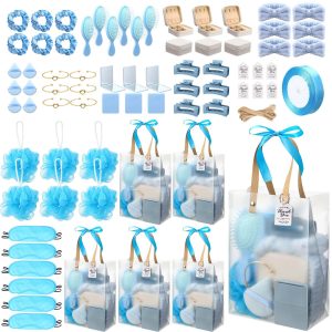 74Pcs Baby Shower Prizes for Game Winners Baby Shower Favors Gifts including Headband Hair Brush Jewelry Box with Gift Bag for Baby Shower Game Prizes Wedding Bridal Shower Favors (Blue)