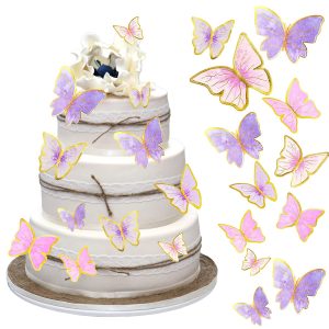 60Pcs Butterfly Cupcake Topper Pink Purple Gold Butterflies