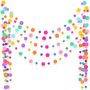 Outus 5 Pieces Dot Garland Banner Hanging, Rainbow