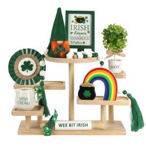 St Patrick's Day Decoration for Home Office 8 PCS Tiered Tray Decor Set
