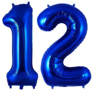 Navy Blue 12 Balloon Number,40 Inch Number 12 Balloon Big Dark Blue Foil Mylar Helium Balloon for Birthday Party Decorations