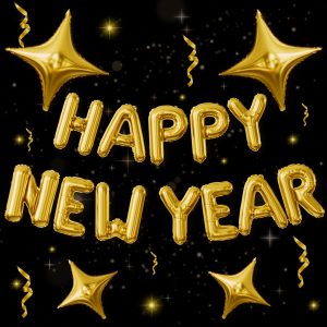 Gold Happy New Year Balloons Set, 16 Inch Gold Foil Letter Balloons with Star Balloon, 2026 New Year Eve Party Decorations, Festive Celebration Supplies for Countdown, Home, Bar & Photo Booth Decor