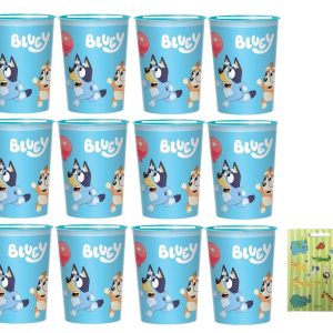 Amscan Bluey Birthday Baby Party Supplies Bundle Pack includes 12 Plastic Reusable Cups