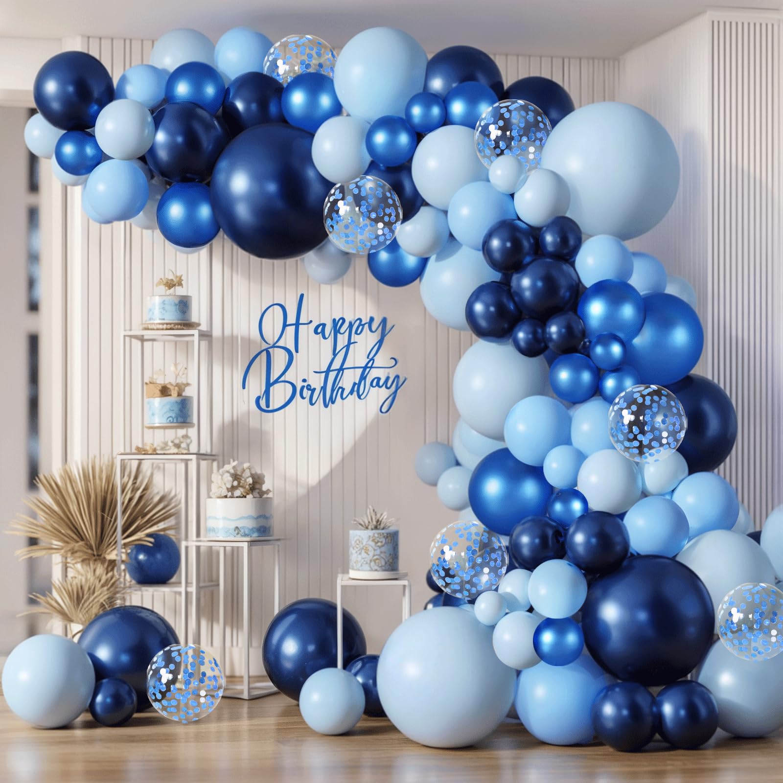 Zesliwy Blue Balloon Arch kit, with Confetti, Latex, Party Decorations