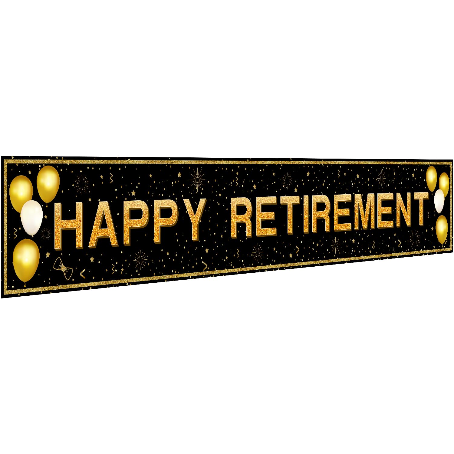 ANATANOWOR Retirement Party Decorations, Large Black and Gold Happy Retirement Banner, Retirement Party Decorations Men, Retirement Banner for Women (118" X 20")