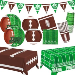 Gatherfun Football Party decorations Kit Serve 24,Includes Dinner Plates, Dessert Plates, Napkins, Cups,Banner and…