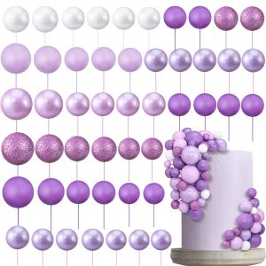 Tondiamo 108 Pcs Ball Cake Toppers, 5 Sizes for Cake Decorating, 38, A
