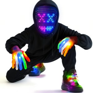 3 Set Halloween Gesture Sensing LED Mask Gloves & Shoelaces, Teen Boy Gifts