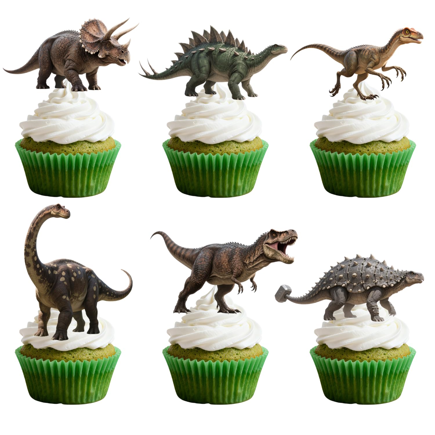 ALISSAR 36 Pcs Dinosaur Cupcake Toppers - Dino Cake Toppers, Dinosaur Cake Decorations, Party Favors, Dino Party Decorations, Dinosaur Birthday Decorations