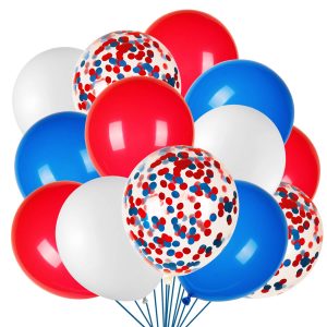 JOYYPOP 80 PCS Red White Blue Balloons 12 in with Confetti for 4th of July
