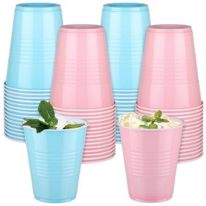 Kochorie 60 Pcs 12 Oz Plastic Gender Reveal Cups, Light Pink and Light Blue Disposable Party Cups for Gender Reveal Party Supplies Wedding Birthday Baby Shower Family Gatherings Festive Celebrations