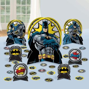 Batman Heroes Unite Table Centerpiece Kit - 12.8", 7" & 4.3" (27 Pcs) - Multicolor Paper Decorations for Kids Birthdays and Parties