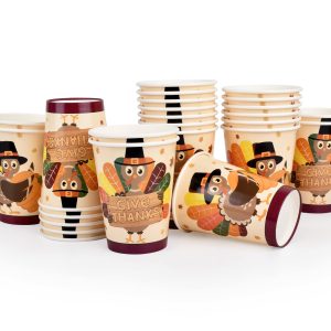 Gatherfun Thanksgiving decorations, Disposable Paper Cups for Autumn Party Decorations and Thanksgiving Party Decorations, 30 Pack, Turkey Design