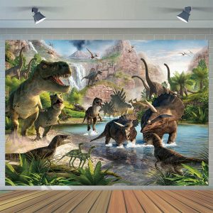 CYLYH 7x5ft Dinosaur Photo Backdrop Dinosaur Park Theme Backdrop Boy Girl Birthday Party Banner Newborn Baby Shower Decoration Photo D596