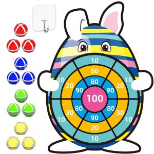 Easter Basket Stuffers, 30” Large Bunny Dartboard Game with 12 Sticky Balls, Eggs Fillers, Easter Baskets for Kids Boys Girls Toddlers Gifts Party Favor Supplies Decorations