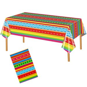 Hxezoc Cinco De Mayo Printed Tablecloths, 54 x 108 Inch Disposable Plastic Table Cover for Mexican Holiday Decorations Outdoor Indoor Party Supplies