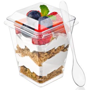 Zezzxu 75 Pcs 5 oz Small Dessert Cups with Lids and Spoons, Serves 25