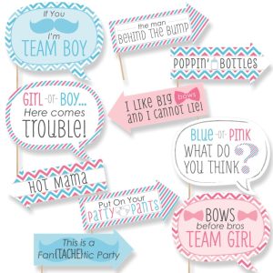 Funny Chevron Gender Reveal Photo Booth Prop Kit, DIY Setup -10pc