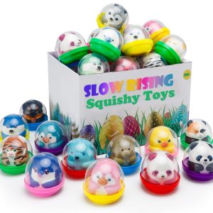 CURIBBLE 30 Packs Party Favors Slow Rising Animal Squishy Toys with Capsules,Goodie Bag Stuffers,Birthday Gifts,Treasure Box Toys, Kids Classroom Prizes,Claw Machine Toys, Stress Relief Squishy toys