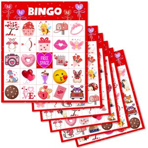 Iconikal 32-Player Valentine's Day Bingo Game Set Draw Cards and Chips