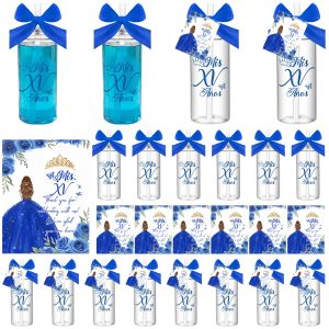 Honeydak 25 Sets Quinceanera Party Favors Tumbler Lids Straws, Blue