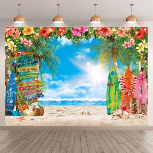 YCUCUEI 7x5ft Summer Hawaiian Beach Photography Tropical Luau Backdrop