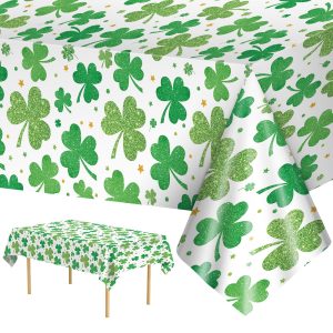 3 Pack St Patricks Day Tablecloth - Lucky Green Shamrock St Patrick's Tablecloths Set, Disposable Plastic St Patrick Table Cloth Cover for Happy St. Patrick's Day Dinner Table Decor Party Supplies
