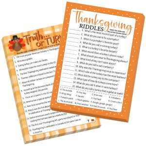 COCHIE 30 Players Thanksgiving Games for Family Party Adults Office Large Groups, Truth or Turkey Games, Autumn Riddles Game, Fall Classroom Activities with Answer Key (Thanksgiving C)
