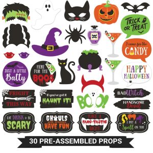 Fully Assembled Halloween Photo Booth Props - Set of 30