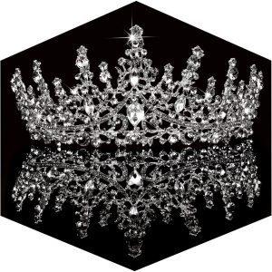 TOBATOBA Silver Wedding Crystal Tiaras and Crowns for Women, Bride Royal Queen Headband Princess Quinceanera Headpieces for Birthday Prom Pageant Party