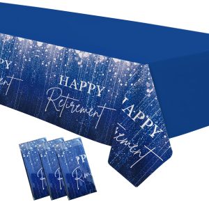 Xenorik Blue Retirement Party Tablecloth Decorations, 3 Pack, 54in x 108in