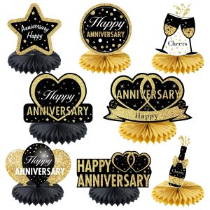 Luxiocio Happy Anniversary Decorations Table Honeycomb Centerpiece