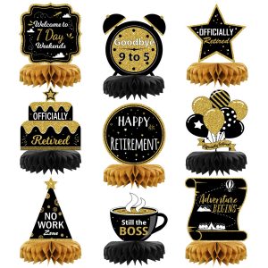 PARTYSURE 9PCS Retirement Party Decorations Retirement Table Decorations