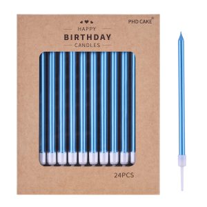 PHD CAKE Blue Long Thin Metallic Birthday Candles, Cake Candles, Birthday Parties, Wedding Decorations, Party Candles