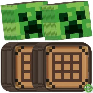 Minecraft Birthday Decorations for Party - 32-Pack Plates and Napkins