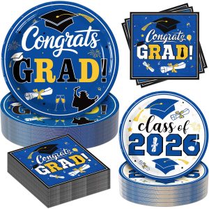 Dhnvcud 180Pcs 2026 Graduation Party Supplies Plates and Napkins,Serves 60