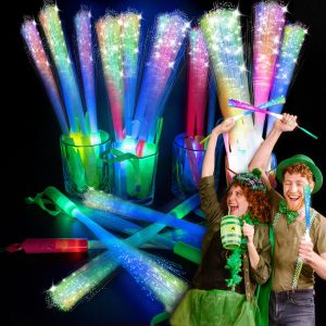 SHQDD 28 PCS Glow Fiber Wands Sticks, LED Light Wands, Halloween Glow in The Dark Party Supplies, Fiber Optic Wands,…