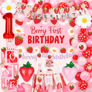Kriyokiaa Berry First Birthday Decorations, Strawberry Party Kit
