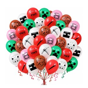 Blue Orchards Mining Fun Balloons (48 Pieces) - 10" Printed Latex Balloons, Mining Themed Party Supplies, Mining Party Decorations, Mining Party Balloons, Pixel Miner Party and Video Game Party