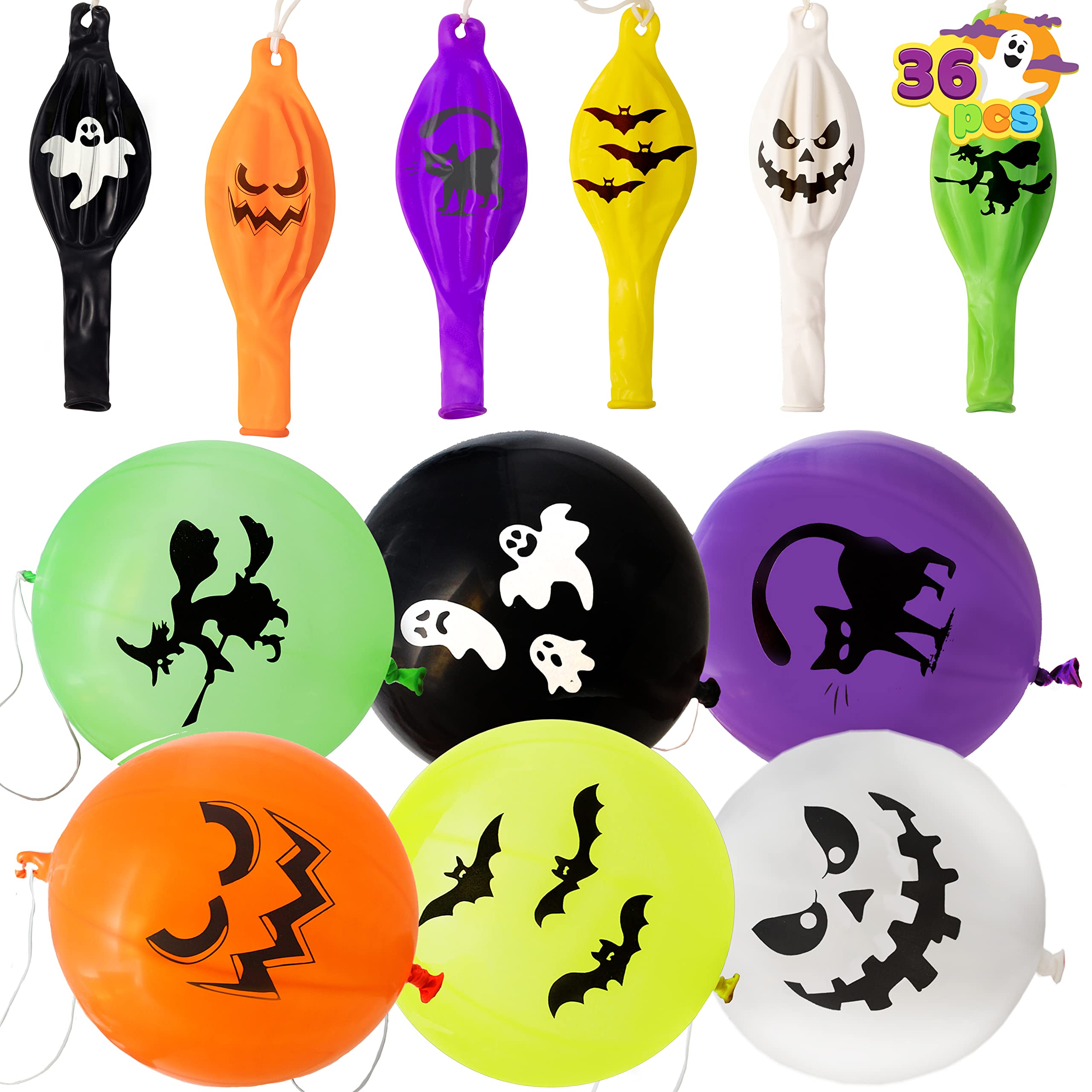 JOYIN 36 Pieces Halloween Punch Balloons for Halloween Punching Balloon Party Favor Supplies Decorations, Trick or Treat Toys,School Classroom Game