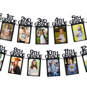 PartyHooman Graduation Photo Banner K-12, Kindergarten to 12th Grade for Middle/Junior, High/Senior Graduation Decorations 2026 | Class of 2026 Party Decorations |Pictures Party Supplies (Pre-strung)