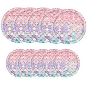 Askljeby 48 Pcs Mermaid Plates Birthday Party Decorations Set for 24 Guests