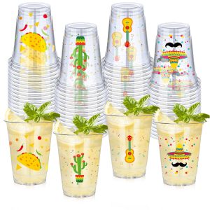 meekoo 50 Pcs 12oz Fiesta Cup Mexican Disposable Plastic Margarita Glasses
