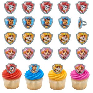 PAW Patrol Reporting for Duty Cupcake Decoration Toppers | 24 Pack Rings