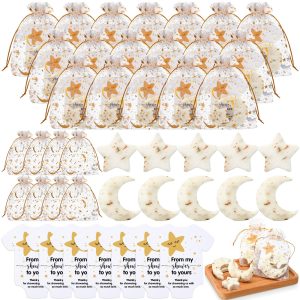 Dansib 50 Set Baby Shower Soap Favors Moon and Star Bath Soaps, White