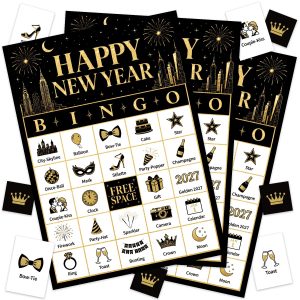 Actilize New Years Eve Bingo Cards for 24 Players - 5" x 7"